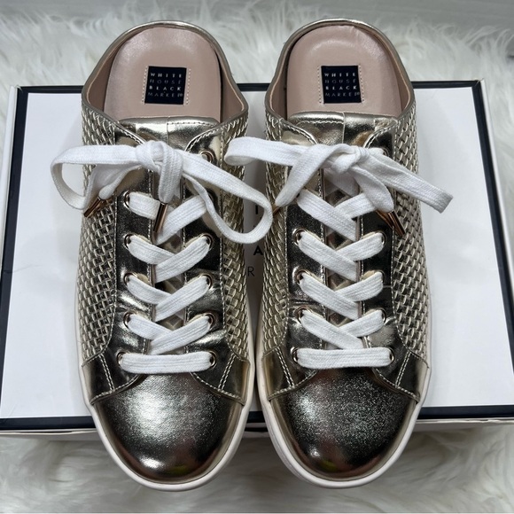 WHBM Gold Metallic Sneakers Mules Size 8 - Picture 2 of 11